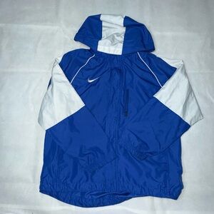 VTG Nike Clima Fit Windbreaker Jacket Mens M Blue White Full Zip Hooded